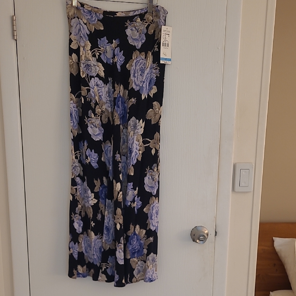 Floral Maxi Skirt in Blue and Beige